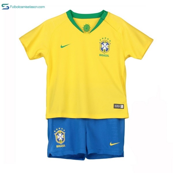 Camiseta Brasil 1ª Niños 2018 Amarillo